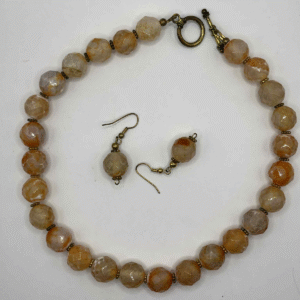 Faceted agate necklace and matching earrings set (A103)