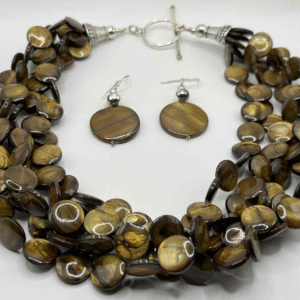 Golden Horn Glow – Multistrand Statement Necklace & Matching Earrings (A201)