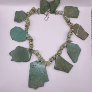 Bold Green Turquoise-Style Slab Necklace & Earrings Set – Southwestern Statement Jewelry (A400)